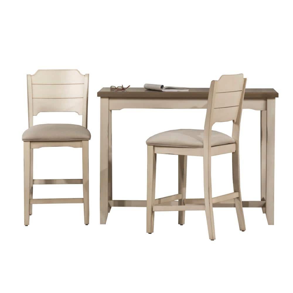 Sea White Wood 3-Piece Counter Height Dining Set