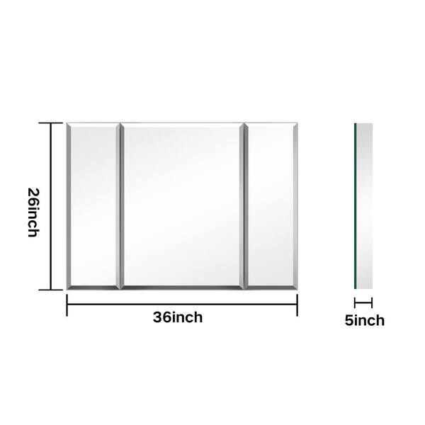 36 in. W x 26 in. H Rectangular Silver Aluminum Surface Mount 3 