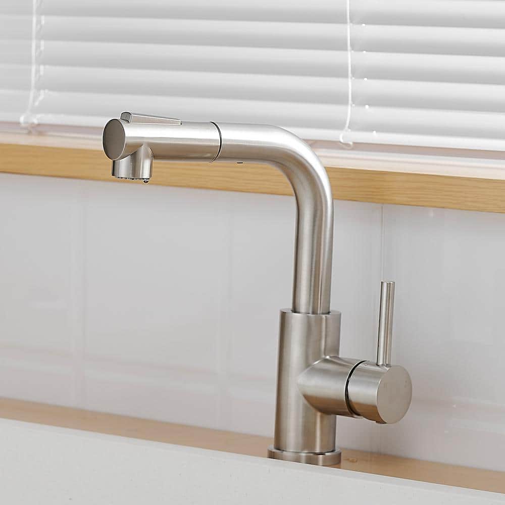 Brushed Nickel Single Handle Pull Down Kitchen Faucet with Ceramic Disc Valve