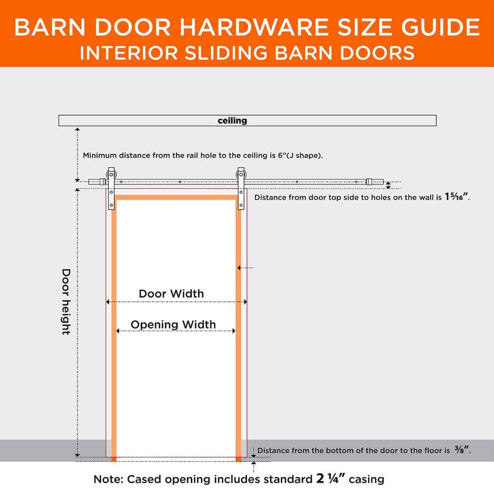 Gray Solid Wood Textured Sliding Barn Door Kit with Metal Hardware