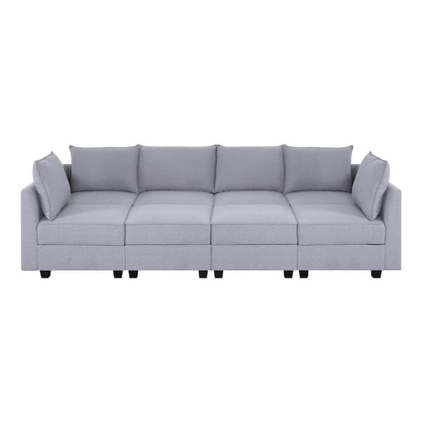 HOMESTOCK Modern 6-Seater Upholstered Sectional Sofa With Double ...