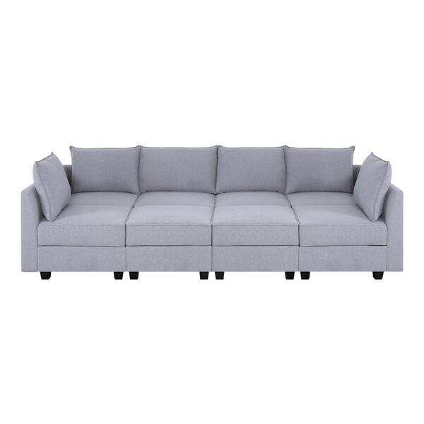 MAYKOOSH Contemporary 6 Seater Upholstered Sectional Sofa With Double ...