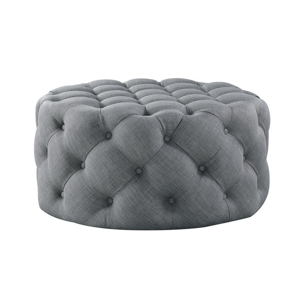 Inspired Home Drita Cocktail Table Ottoman Light Grey Linen Tufted ...