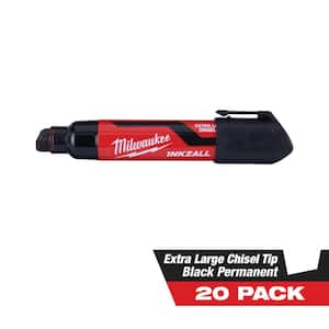 INKZALL Black Extra-Large Chisel Tip Jobsite Permanent Marker (20-Pack)
