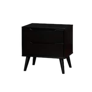 Mackie 2-Drawer Black Nightstand