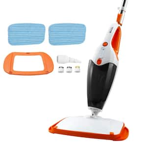 5-in-1 Steam Mop with 4 Replaceable Microfiber Brush Heads Hard Wood Floor Flat Mop with 2 Machine Washable Mop Pads