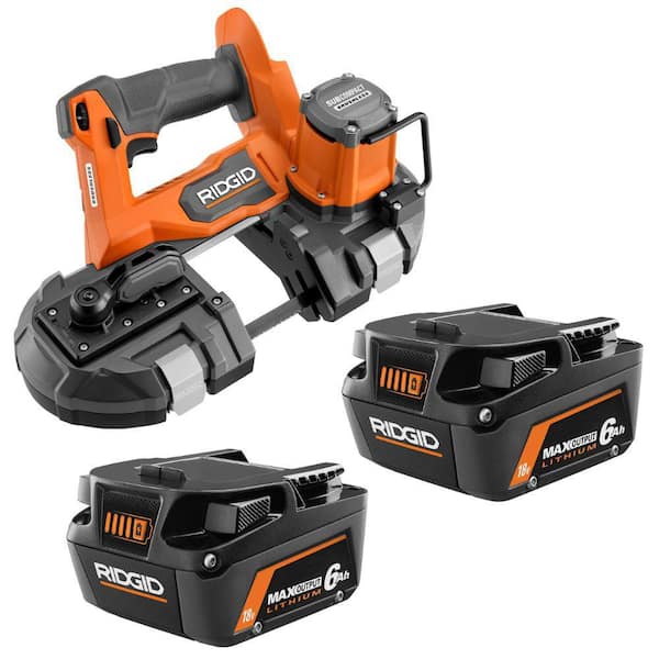 18V 6.0 Ah MAX Output Lithium-Ion Batteries (2-Pack) with 18V SubCompact Cordless One-Handed Band Saw
