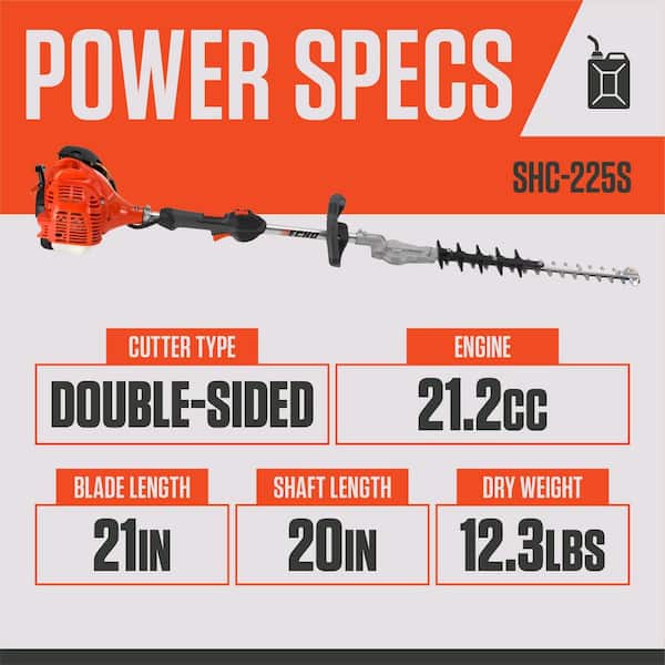 ECHO 21 in. 21.2 cc Gas 2-Stroke Hedge Trimmer with 20 in. Shaft