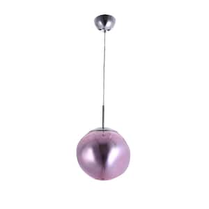 Elsie III 60-Watt Integrated LED Pink Globe Pendant with Glass Shade