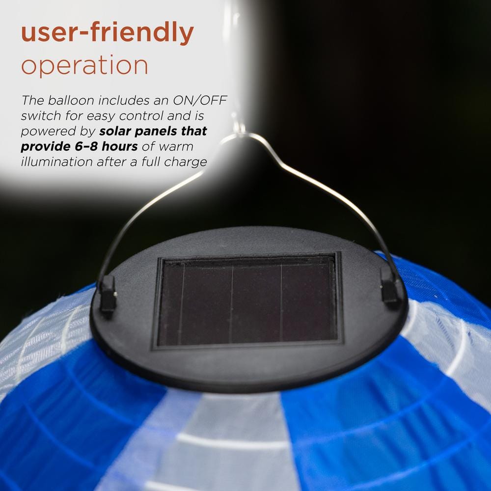 Solar Blue and White Hot Air Balloon LED Light