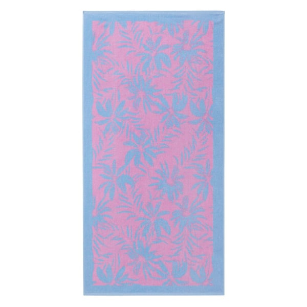 Palm Bliss Light Blue/Pink Floral Cotton Single Beach Towel