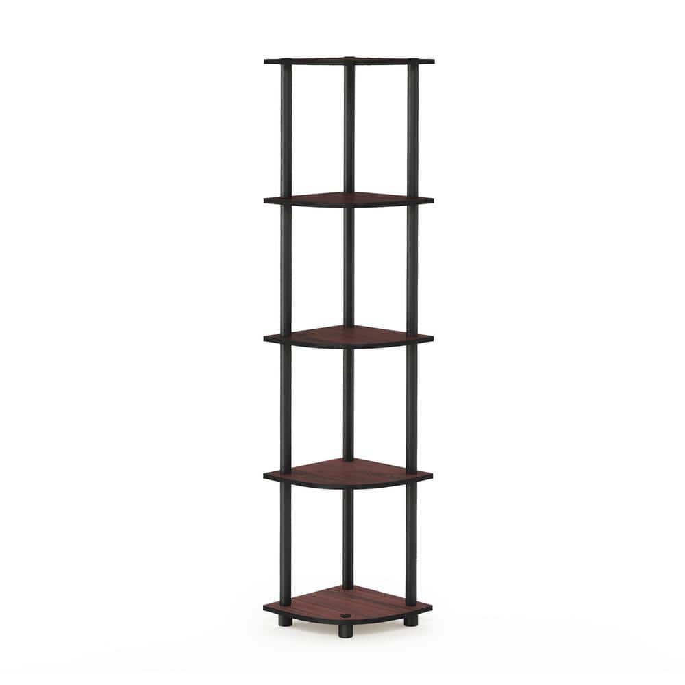 Dark Cherry and Black 5-Tier Corner Display Shelf