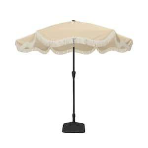 9 ft. Unique Design Crank Design Outdoor Market Umbrella in Beige with Full Fiberglass Rib and Base