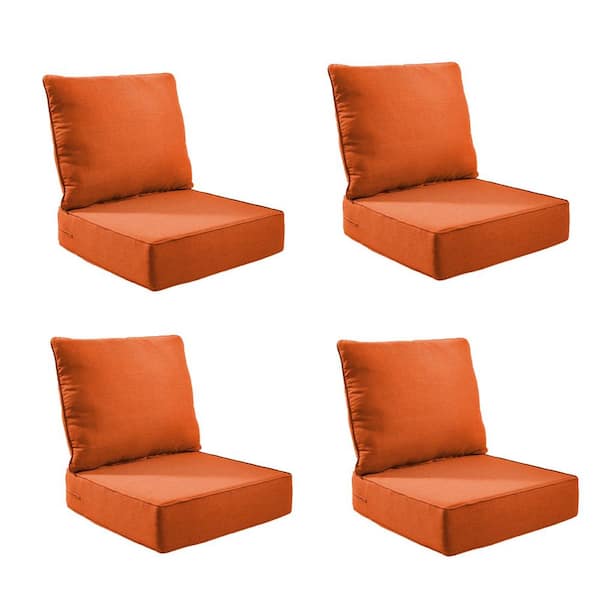 Modern 24 in. x 24 in. x 6 in. 8-Piece Deep Seating Outdoor Lounge Chair Thick Cushion Set in Orange (4-Set)