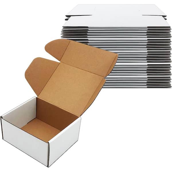 4.09 lb. 6x5x3 Inch Corrugated Cardboard Boxes White Shipping Packaging Recyclable Storage Craft Gift Set of 25