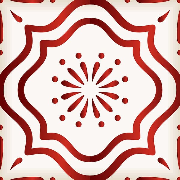 MI ALMA 12 in. x 12 in. Red and Off-White B509 Vinyl Peel and Stick Tile (24 Tiles, 24 sq. ft./pack)