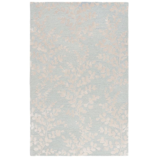 Glamour 3 ft. x 5 ft. Blue/Beige Oversized Botanical Area Rug