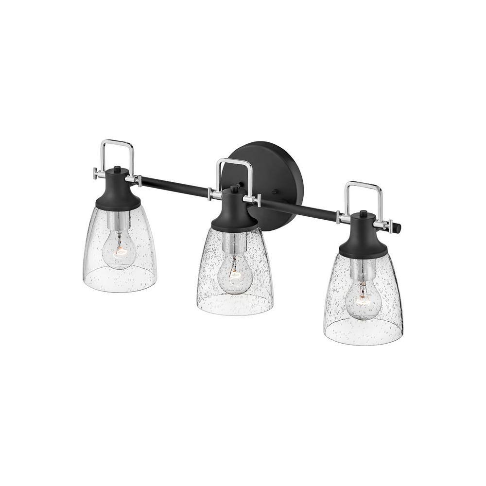 Easton Black and Chrome 3-Light Dimmable Vanity Light