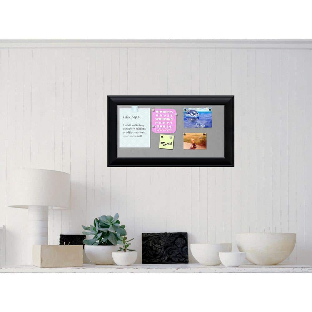 Nero Black Wood 28 in. W x 16 in. H Framed Magnetic Board