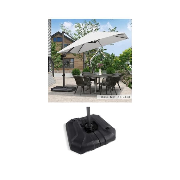 9 ft. Square White Cantilever Umbrella and Black Patio Umbrella Base Combo