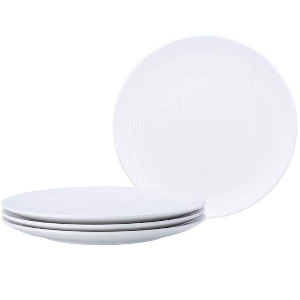 Noritake Colorscapes White-on-White Dune 11 in. Gray Porcelain Coupe Dinner Plates (Set of 4)