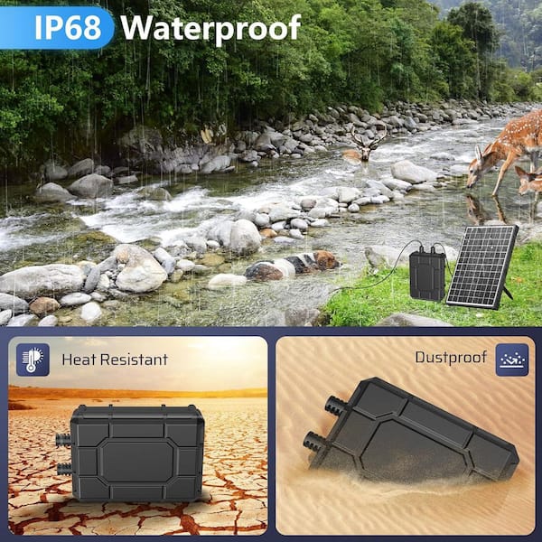 POPOSOAP 2200mAh Battery Backup For Solar Fountain Pump – Plug & Play, IP68 Waterproof, 14.8V, Works With 12W/20W Pumps (Pump Not Included)