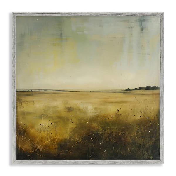 Stupell Industries Farmhouse Field Abstraction by LSR Design Studio Gray Framed Nature Giclee Art Print 24 in. x 24 in.