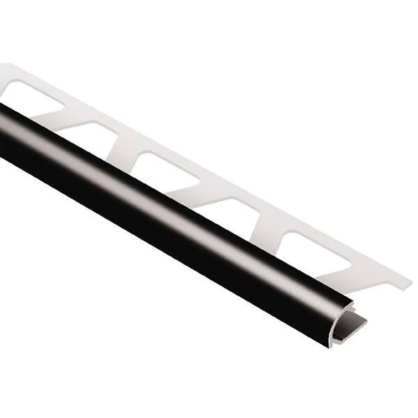 Schluter Systems Rondec Black Color-Coated Aluminum 3/8 in. x 8 ft. 2-1/2 in. Metal Bullnose Tile Edge Trim
