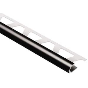 Rondec Black Color-Coated Aluminum 1/2 in. x 8 ft. 2-1/2 in. Metal Bullnose Tile Edge Trim