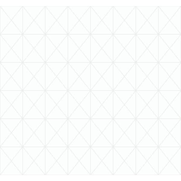 Seabrook Designs Florence Triangle Metallic Pearl and White Paper Strippable Roll (Covers 60.75 sq. ft.)