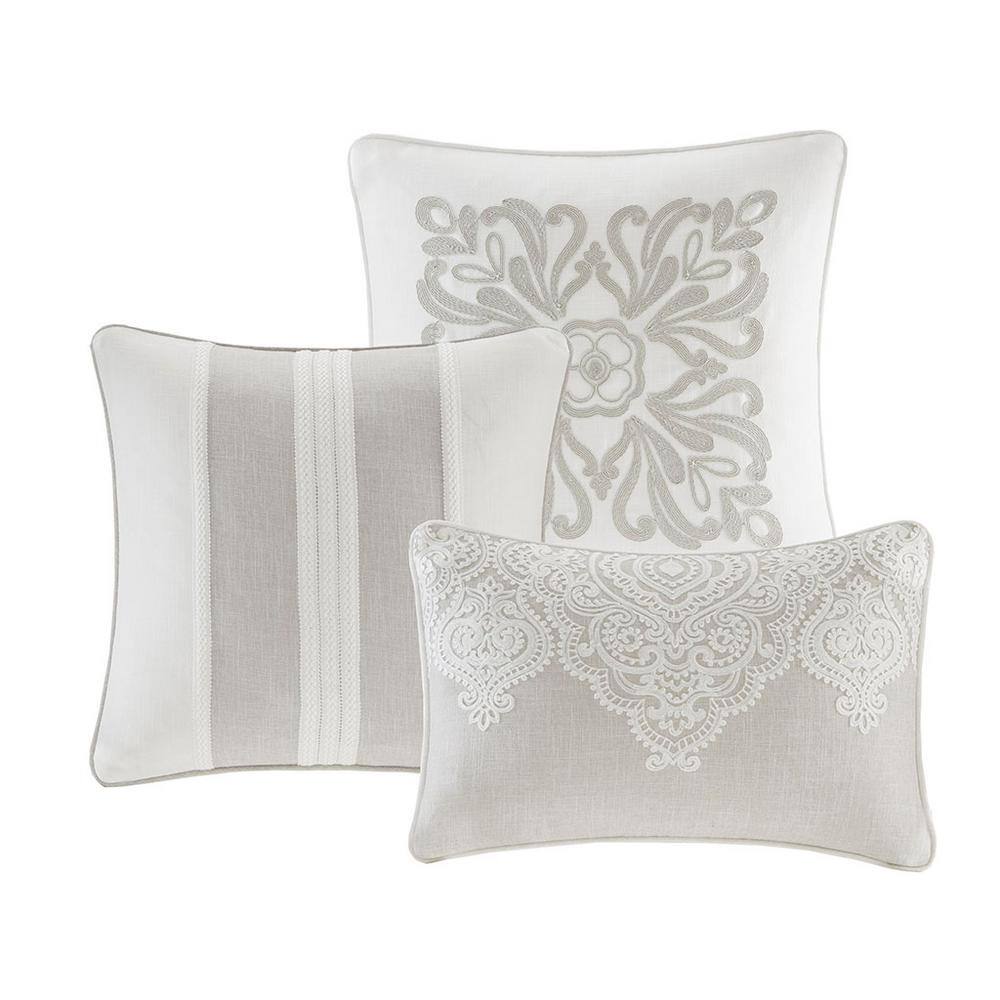 King White Microfiber Comforter Set with Decorative Pillows