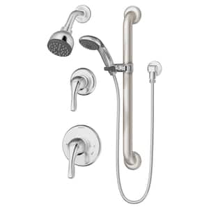 1-spray 2.76 in. Dual Shower Head and Handheld Shower Head in Polished Chrome