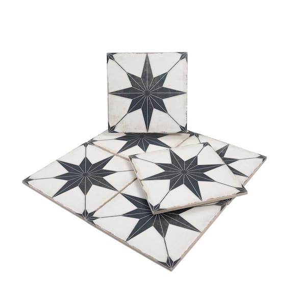 Apollo Tile Faenza 8 in. x 8 in. Matte White Black Porcelain