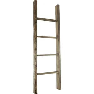 19 in. x 60 in. x 3 1/2 in. Barnwood Decor Collection Pebble Grey Vintage Farmhouse 4-Rung Ladder