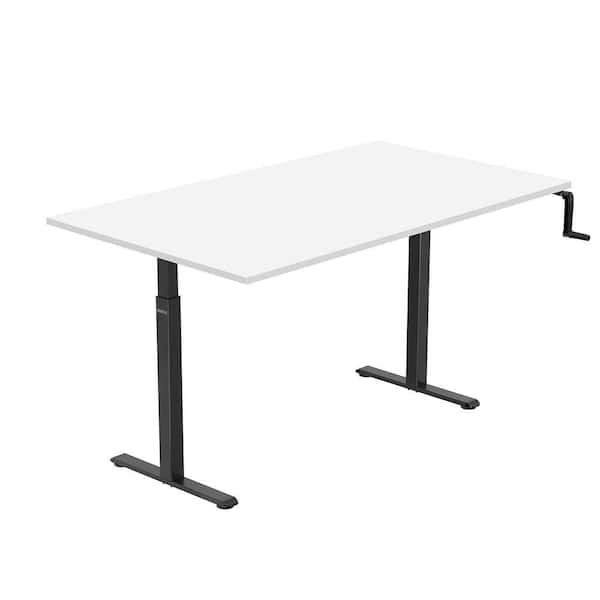 59 in. White Rectangular Manual Height Adjustable Standing Desk