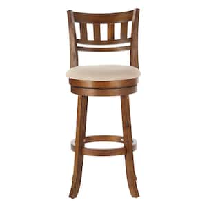Swivel Stool 30 in. Burnt Brown with Slatted Back