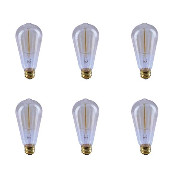 40-Watt ST19 Dimmable Cage Filament Amber Glass E26 Vintage Edison Incandescent Light Bulb, Warm White (6-Pack)
