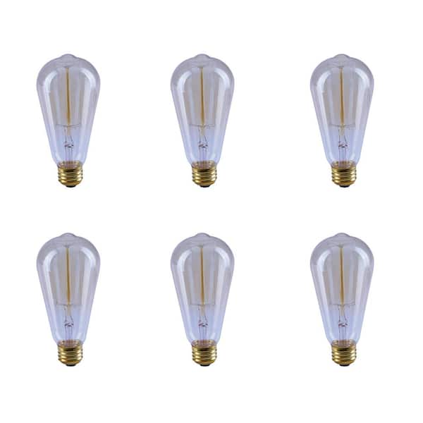 Feit Electric 40-Watt ST19 Dimmable Cage Filament Amber Glass E26 Vintage Edison Incandescent Light Bulb, Warm White (6-Pack)