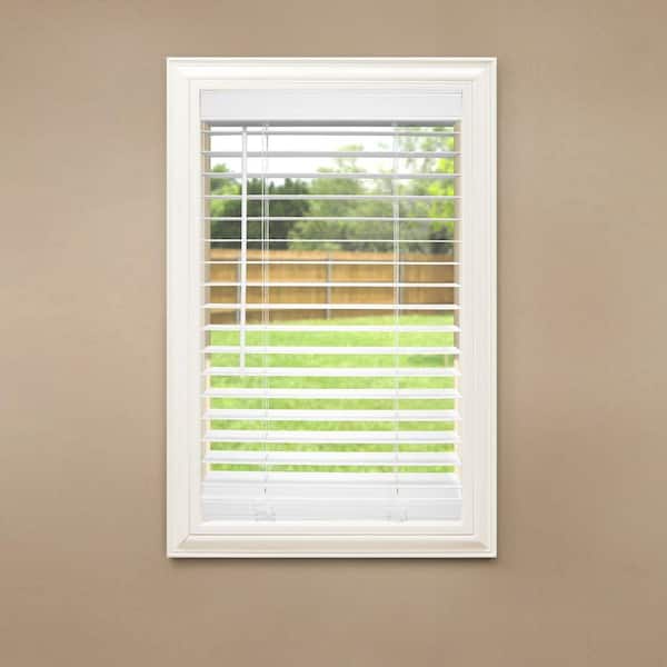 Home Decorators Collection - White Cordless Faux Wood Blinds for Windows with 2 in. Slats - 32 in. W x 36 in. L (Actual Size 31.5 in. W x 36 in. L)