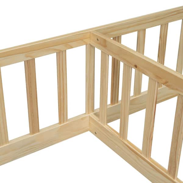 Harper & Bright Designs Natural Twin Size Wood Frame Double