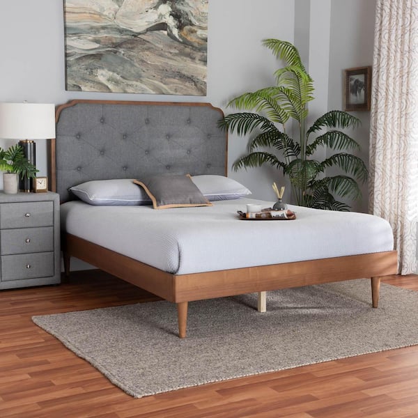 Baxton Studio Garron Grey Wood Frame Queen Platform Bed