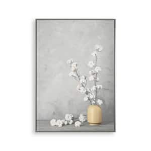 "Cotton Flower Sprigs" Floater Frame Canvas Nature Art Print 20 in. x 27.5 in.