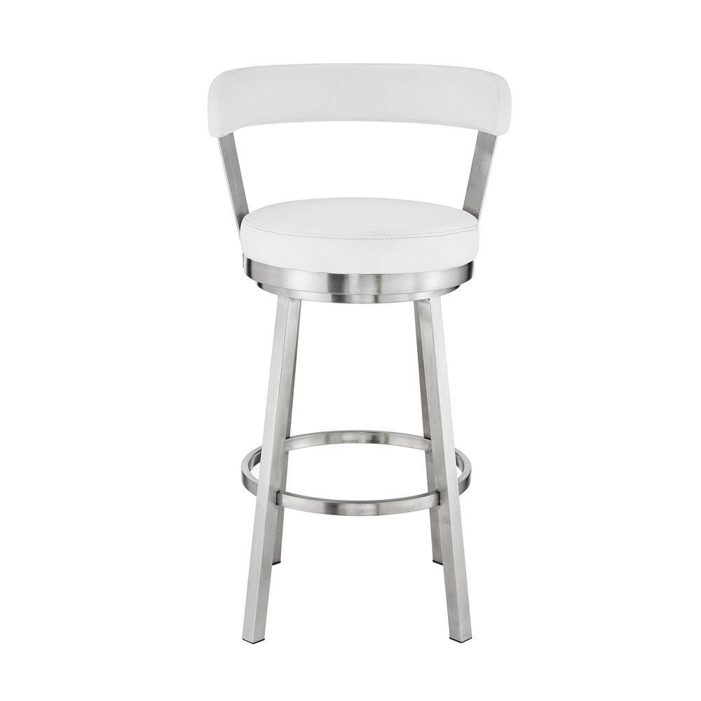 Bryant 26" White Faux Leather Swivel Counter Height Bar Stool