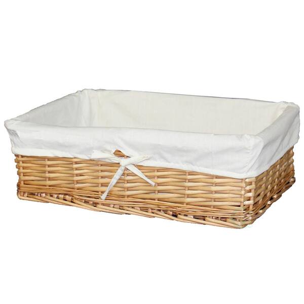 New Vintiquewise Willow Shelf Basket Lined with White Lining 