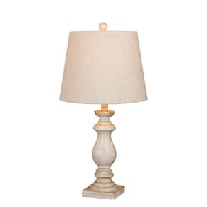26 in. Antique Balustrade Column Resin Table Lamp in a Antique White