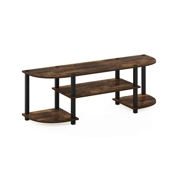 Furinno Turn-S-Tube 47 in. Amber Pine/Black Particle Board TV Stand Fits TVs Up to 55 in. with Open Storage