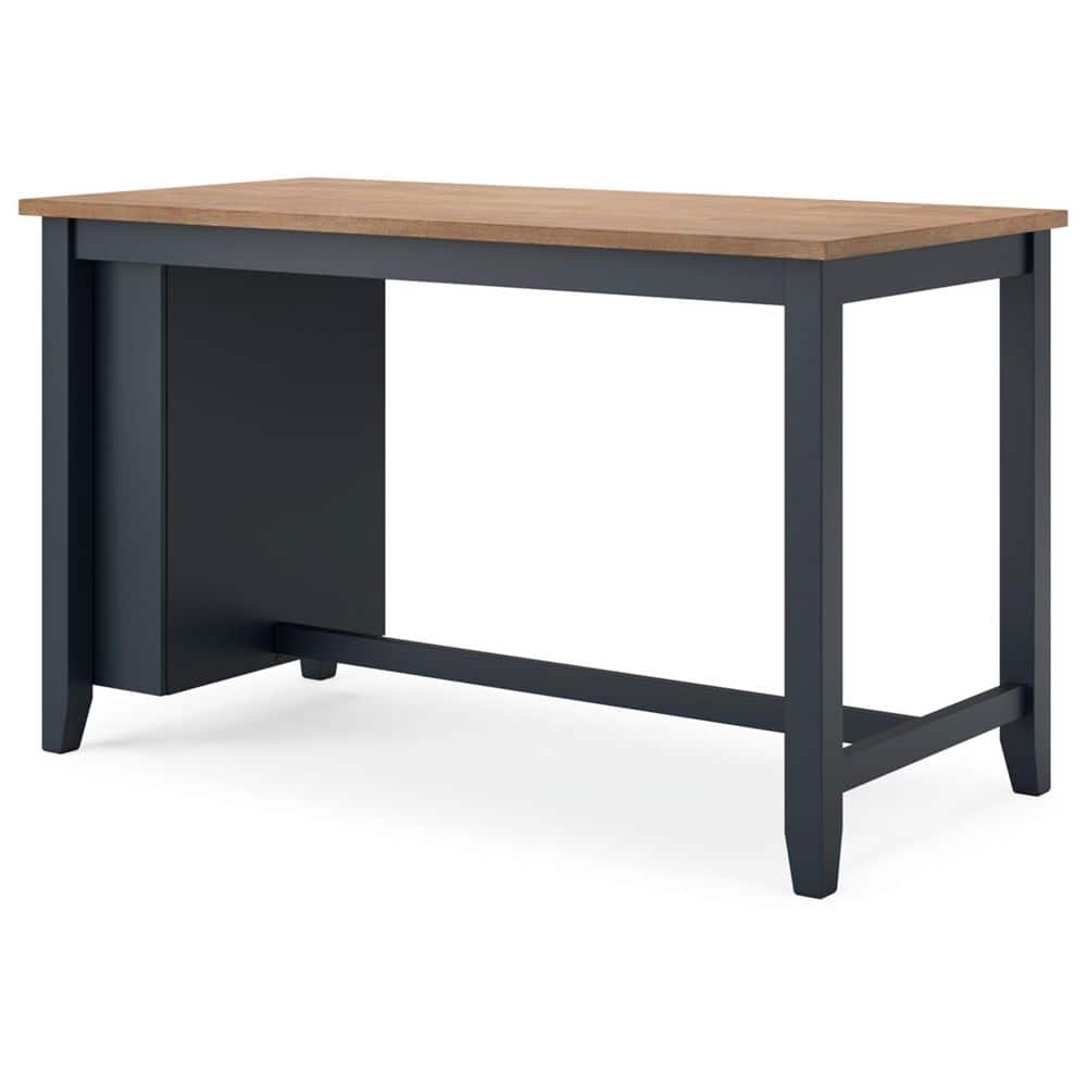 Beige and Blue Extendable Mango Wood Counter Height Dining Table