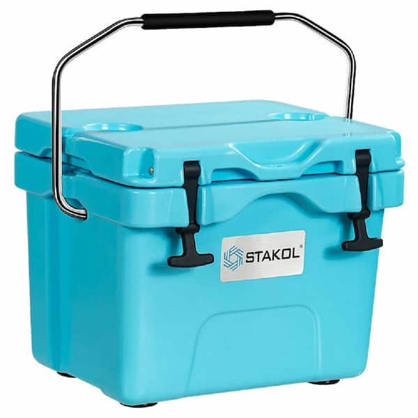 Amucolo 16 qt. 24-Can Capacity Blue Portable Insulated Ice Cooler with 2-Cup Holders