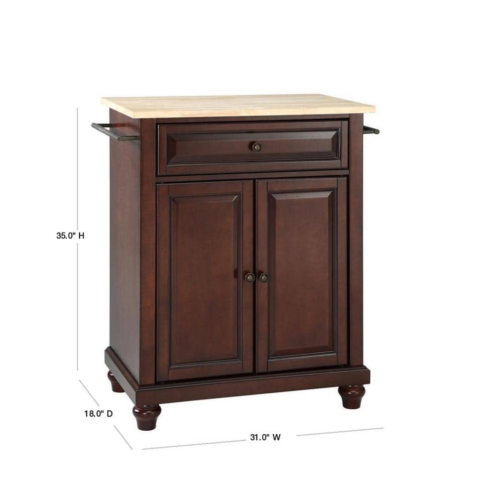 Cambridge Natural Wood Top Portable Kitchen Island Cart
