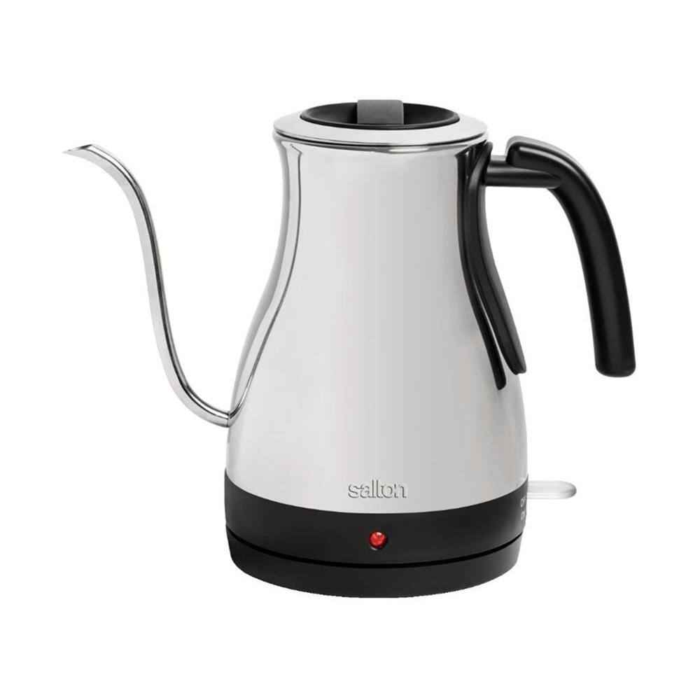 Salton 4Cup Gooseneck Black Stainless Steel Electric Kettle with